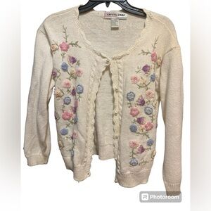Vintage Crystal Kobe size S/P Womens embroidered sweater‎
